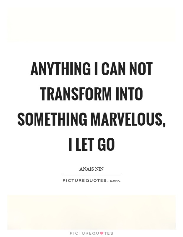 Anything I can not transform into something marvelous, I let go Picture Quote #1