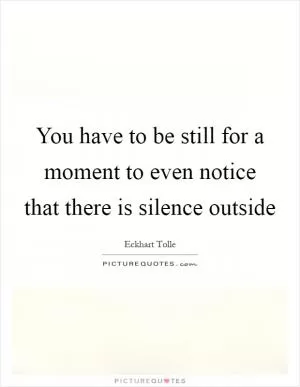 You have to be still for a moment to even notice that there is silence outside Picture Quote #1