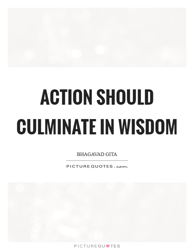 Action should culminate in wisdom Picture Quote #1