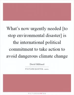 What’s now urgently needed [to stop environmental disaster] is the international political commitment to take action to avoid dangerous climate change Picture Quote #1