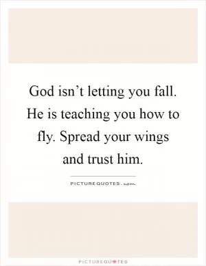 God isn’t letting you fall. He is teaching you how to fly. Spread your wings and trust him Picture Quote #1