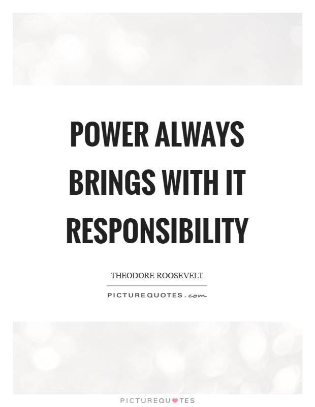Power always brings with it responsibility Picture Quote #1