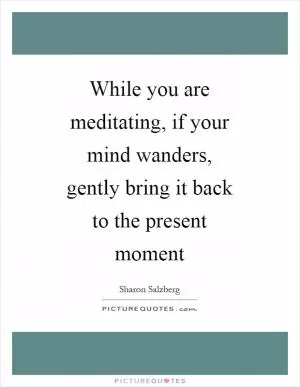 While you are meditating, if your mind wanders, gently bring it back to the present moment Picture Quote #1