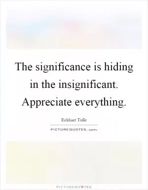 The significance is hiding in the insignificant. Appreciate everything Picture Quote #1