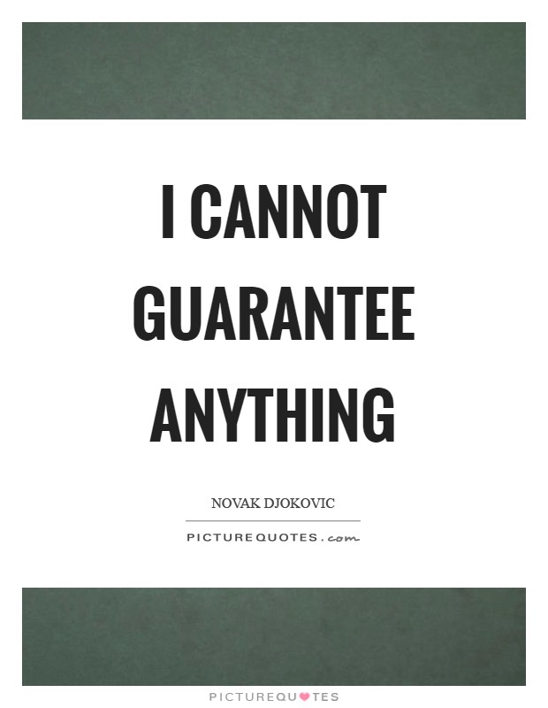 I cannot guarantee anything Picture Quote #1