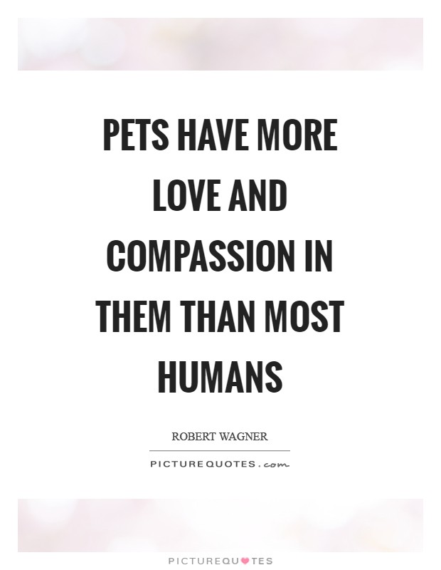 Pets have more love and compassion in them than most humans Picture Quote #1