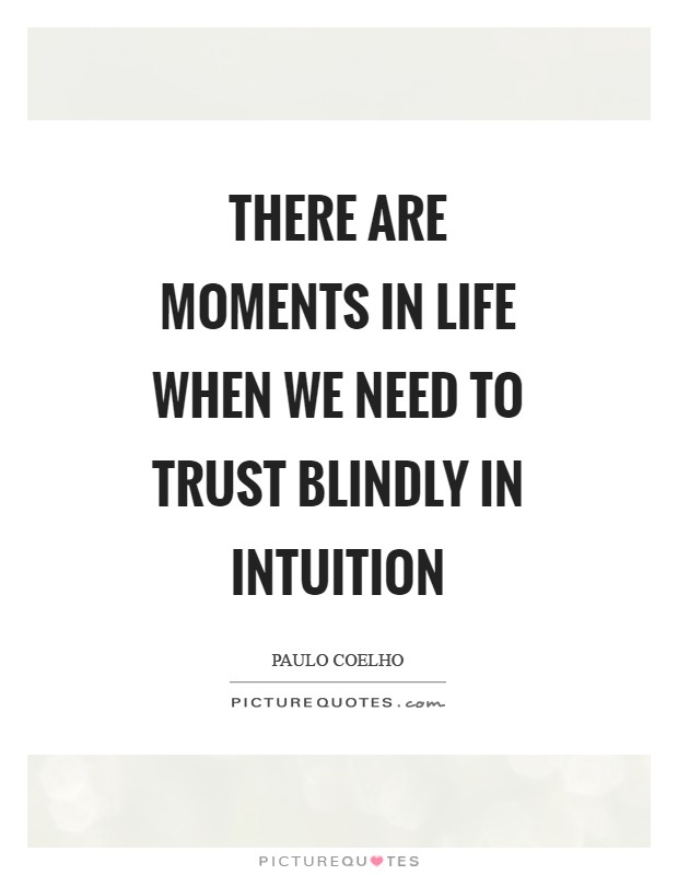 There are moments in life when we need to trust blindly in intuition Picture Quote #1