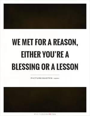 We met for a reason, either you’re a blessing or a lesson Picture Quote #1