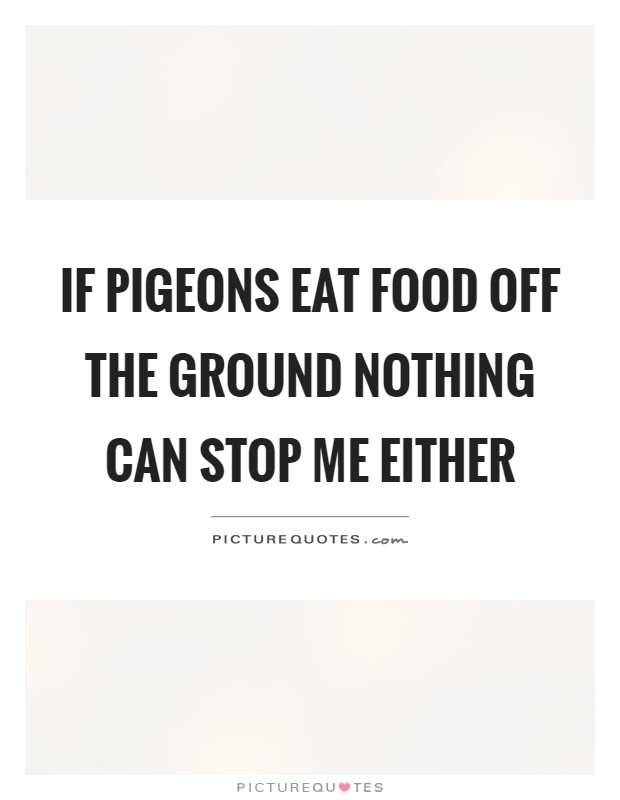 If pigeons eat food off the ground nothing can stop me either Picture Quote #1