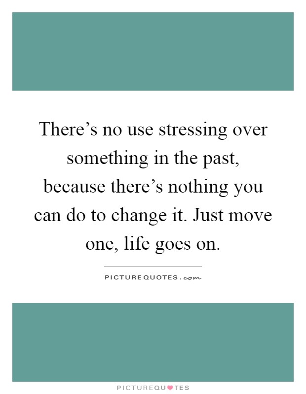 There's no use stressing over something in the past, because there's nothing you can do to change it. Just move one, life goes on Picture Quote #1