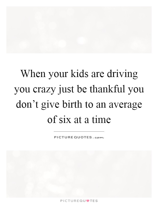 When your kids are driving you crazy just be thankful you don't give birth to an average of six at a time Picture Quote #1