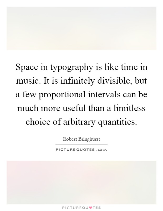 Space in typography is like time in music. It is infinitely divisible, but a few proportional intervals can be much more useful than a limitless choice of arbitrary quantities Picture Quote #1