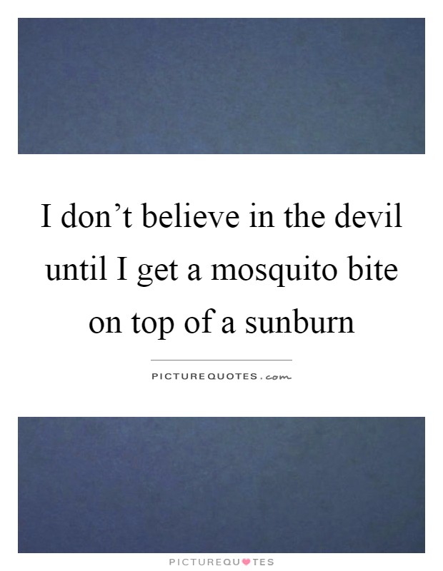I don't believe in the devil until I get a mosquito bite on top of a sunburn Picture Quote #1