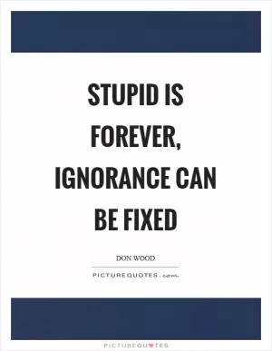 Stupid is forever, ignorance can be fixed Picture Quote #1