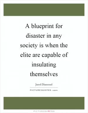 A blueprint for disaster in any society is when the elite are capable of insulating themselves Picture Quote #1