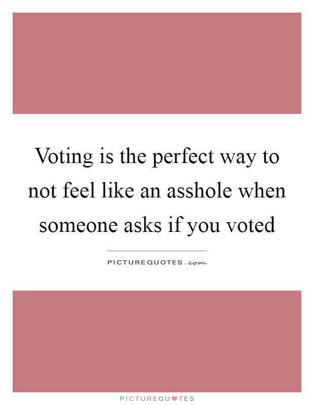 Voting is the perfect way to not feel like an asshole when someone asks if you voted Picture Quote #1