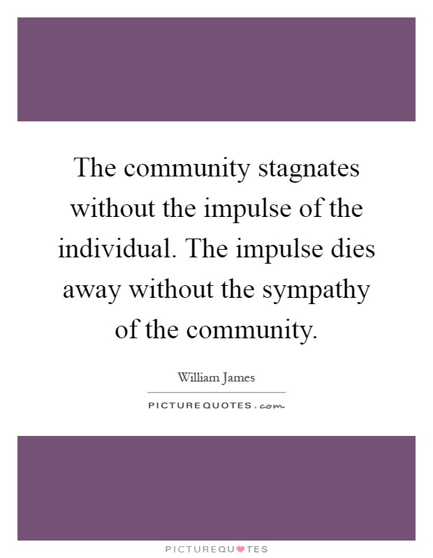 The community stagnates without the impulse of the individual. The impulse dies away without the sympathy of the community Picture Quote #1