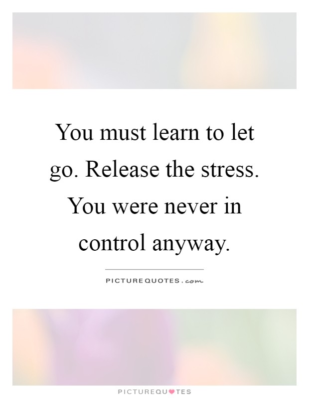 You must learn to let go. Release the stress. You were never in control anyway Picture Quote #1