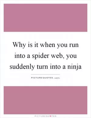 Why is it when you run into a spider web, you suddenly turn into a ninja Picture Quote #1