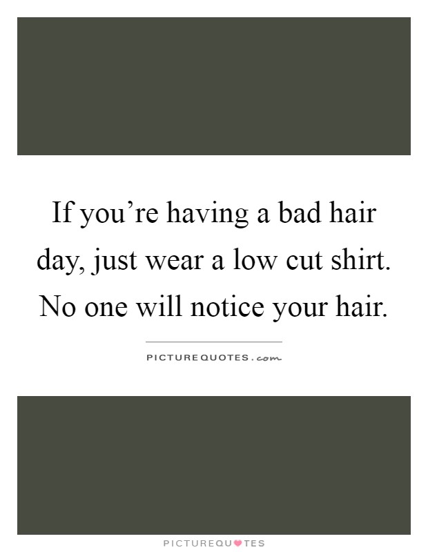 If you're having a bad hair day, just wear a low cut shirt. No one will notice your hair Picture Quote #1