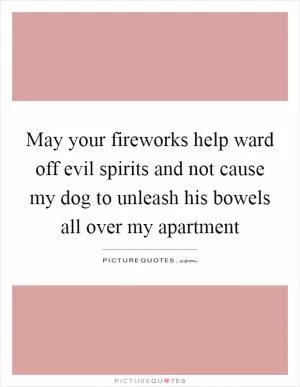 May your fireworks help ward off evil spirits and not cause my dog to unleash his bowels all over my apartment Picture Quote #1