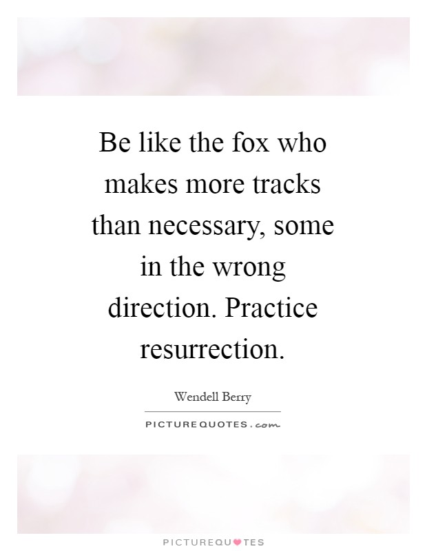 Be like the fox who makes more tracks than necessary, some in the wrong direction. Practice resurrection Picture Quote #1