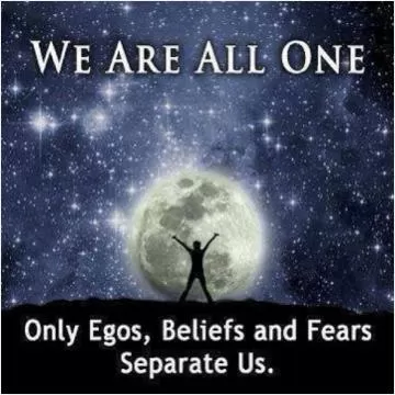 We are all one. Only egos, beliefs and fears separate us Picture Quote #1