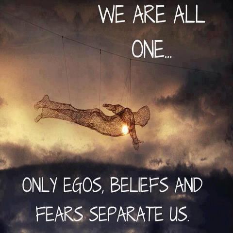 We are all one. Only egos, beliefs and fears separate us Picture Quote #2