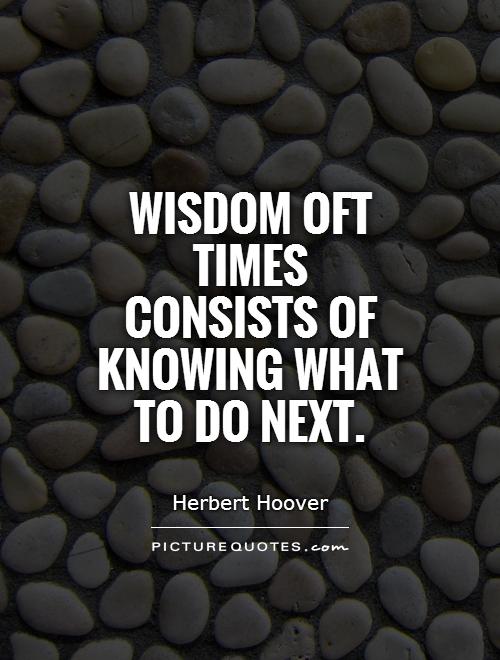 Wisdom oft times consists of knowing what to do next Picture Quote #1
