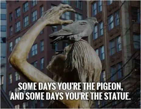 Some days you're the pigeon,  and some days you're the statue Picture Quote #1
