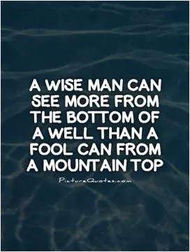 A wise man can see more from the bottom of a well than a fool can from a mountain top Picture Quote #1