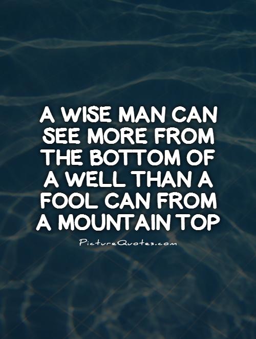 A wise man can see more from the bottom of a well than a fool can from a mountain top Picture Quote #1