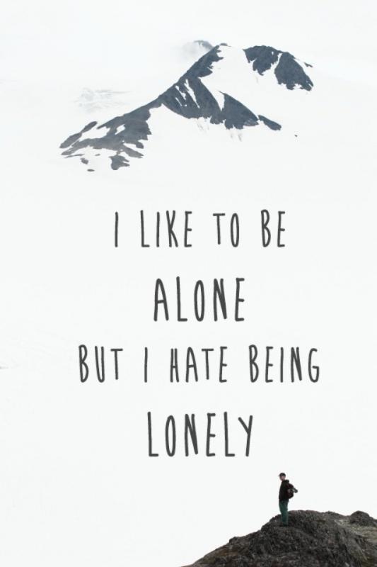 I like to be alone but I hate being lonely Picture Quote #1