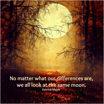 No matter what our differences are, we all look at the same moon  Picture Quote #1