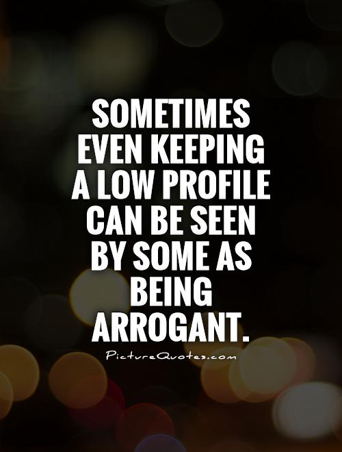 Sometimes even keeping a low profile can be seen by some as being arrogant Picture Quote #1