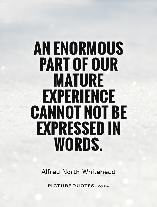 An enormous part of our mature experience cannot not be expressed in words Picture Quote #1