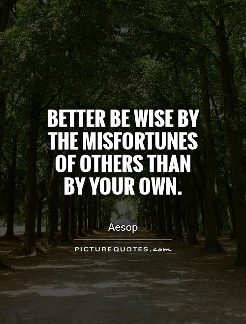 Better be wise by the misfortunes of others than by your own Picture Quote #1