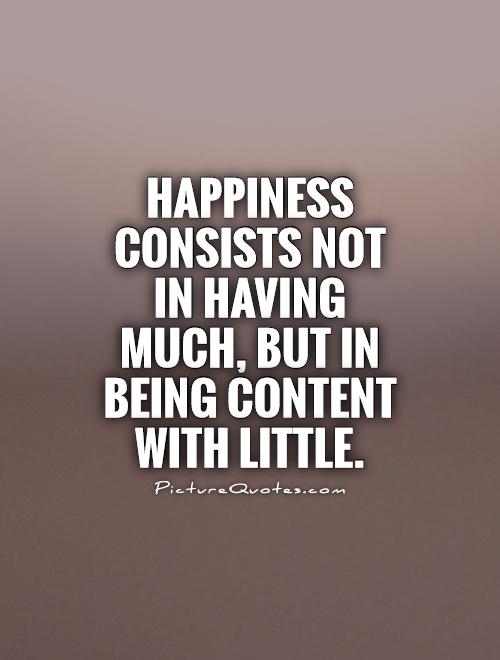 Happiness consists not in having much, but in being content with little Picture Quote #1