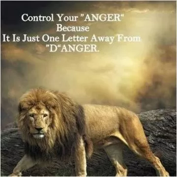 Control your anger because it is just one letter away from danger Picture Quote #1