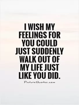 I wish my feelings for you could just suddenly walk out of my life just like you did Picture Quote #1