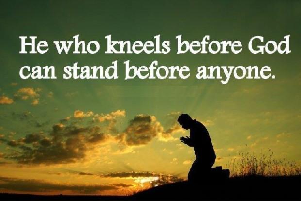 He who kneels before God can stand before anyone Picture Quote #1