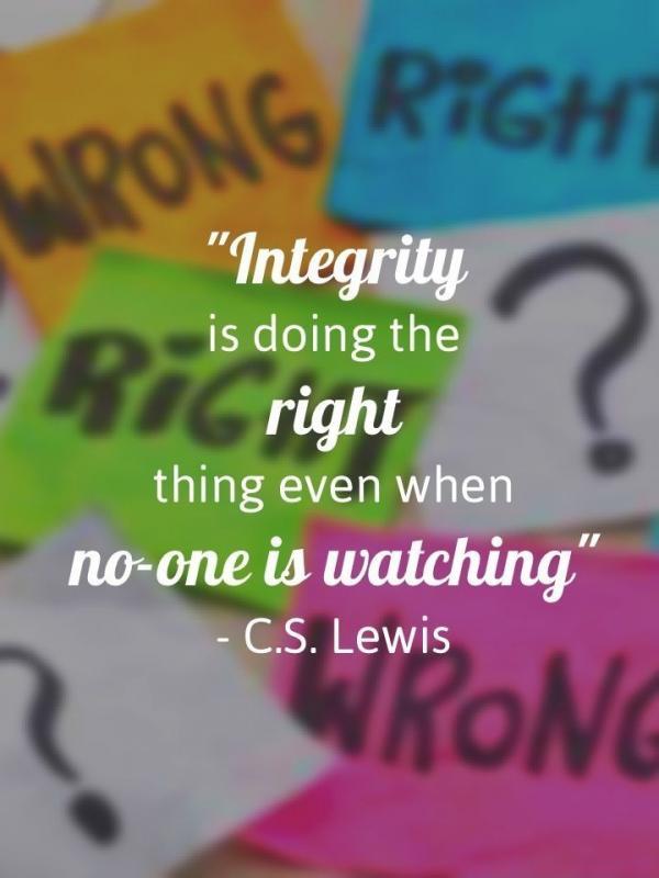 Integrity is doing the right thing even when no one is watching Picture Quote #2