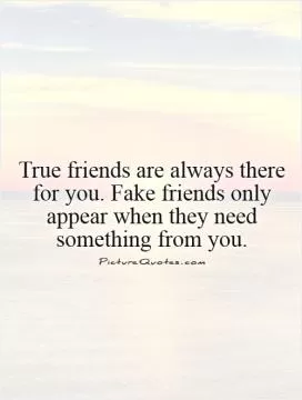 True friends are always there for you. Fake friends only appear when they need something from you Picture Quote #1