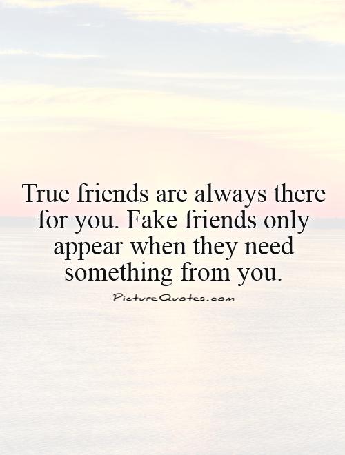 True friends are always there for you. Fake friends only appear when they need something from you Picture Quote #1
