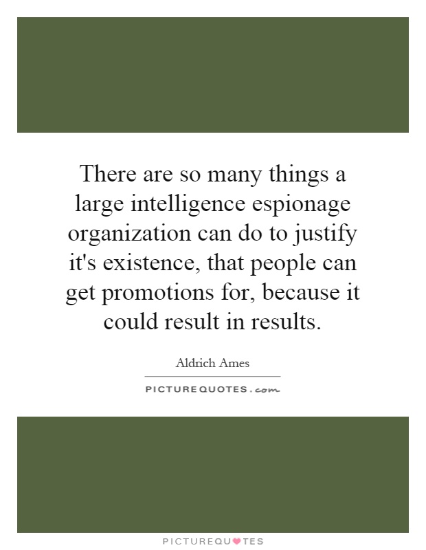 There are so many things a large intelligence espionage organization can do to justify it's existence, that people can get promotions for, because it could result in results Picture Quote #1
