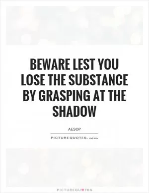 Beware lest you lose the substance by grasping at the shadow Picture Quote #1