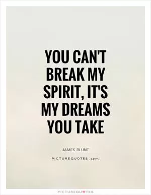 You can't break my spirit, it's my dreams you take Picture Quote #1