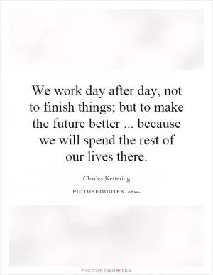 We work day after day, not to finish things; but to make the future better... because we will spend the rest of our lives there Picture Quote #1