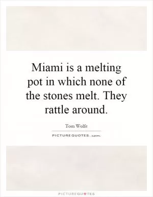 Miami is a melting pot in which none of the stones melt. They rattle around Picture Quote #1