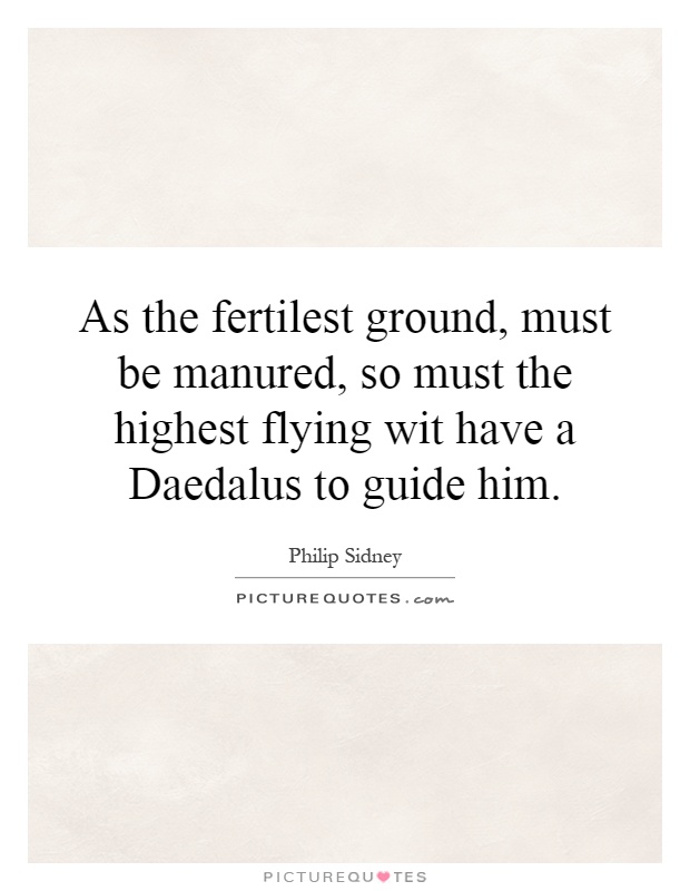As the fertilest ground, must be manured, so must the highest flying wit have a Daedalus to guide him Picture Quote #1